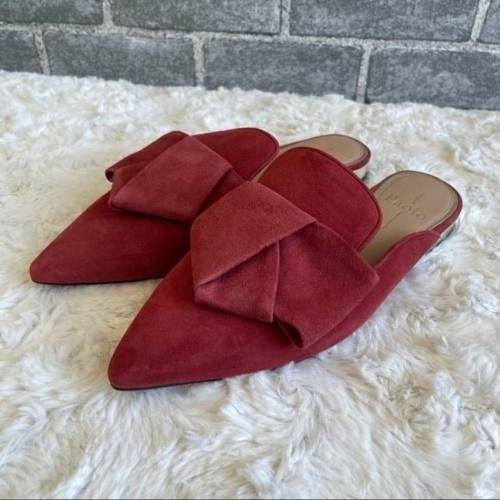 Linea Paolo Red Suede Folded Mules 5.5